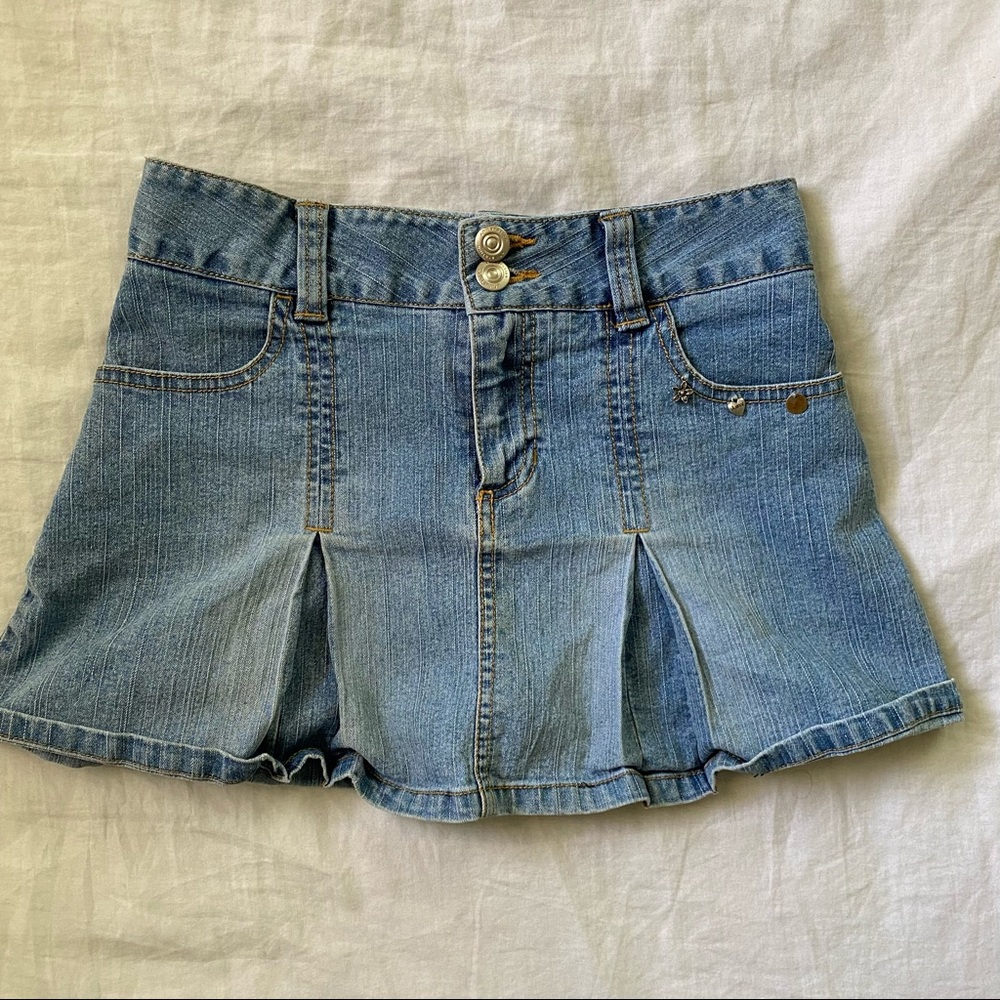 y2k denim jean skirt with charms